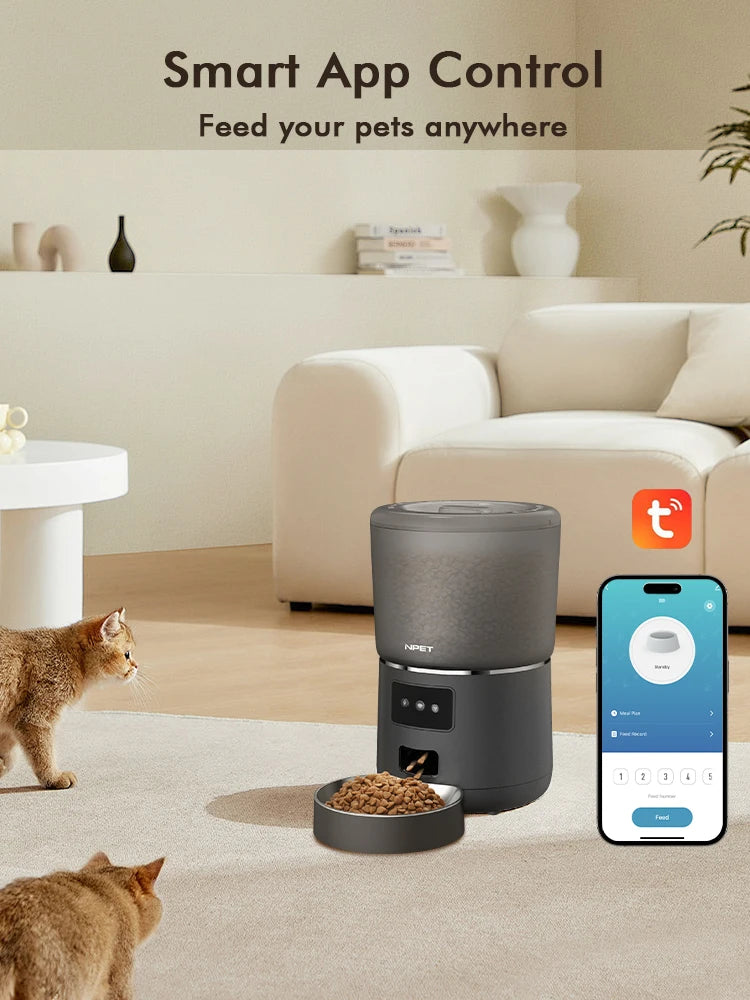 NPET 4L Smart Automatic Pet Feeder – Programmable Food Dispenser with Stainless Steel Bowl for Cats & Dogs