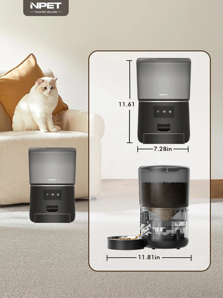NPET 4L Smart Automatic Pet Feeder – Programmable Food Dispenser with Stainless Steel Bowl for Cats & Dogs