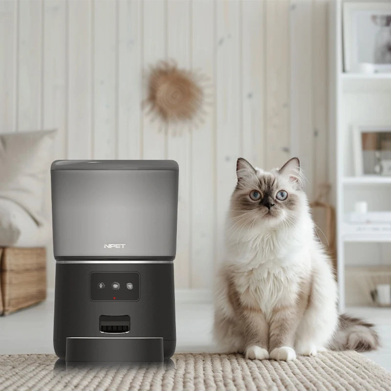 NPET 4L Smart Automatic Pet Feeder – Programmable Food Dispenser with Stainless Steel Bowl for Cats & Dogs