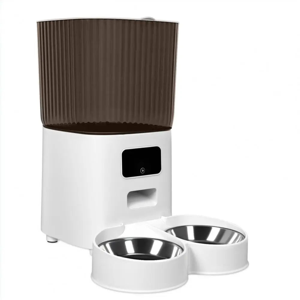 Smart Pet Feeder with Dual Bowls – 5L Transparent Storage, WiFi App Control, Automatic Timed Dispensing for Cats & Dogs