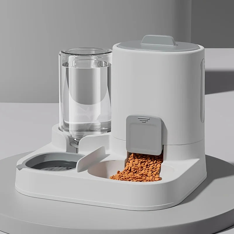 2-in-1 Automatic Pet Feeder and Water Dispenser – Dual Function Cat Bowl in Durable Plastic