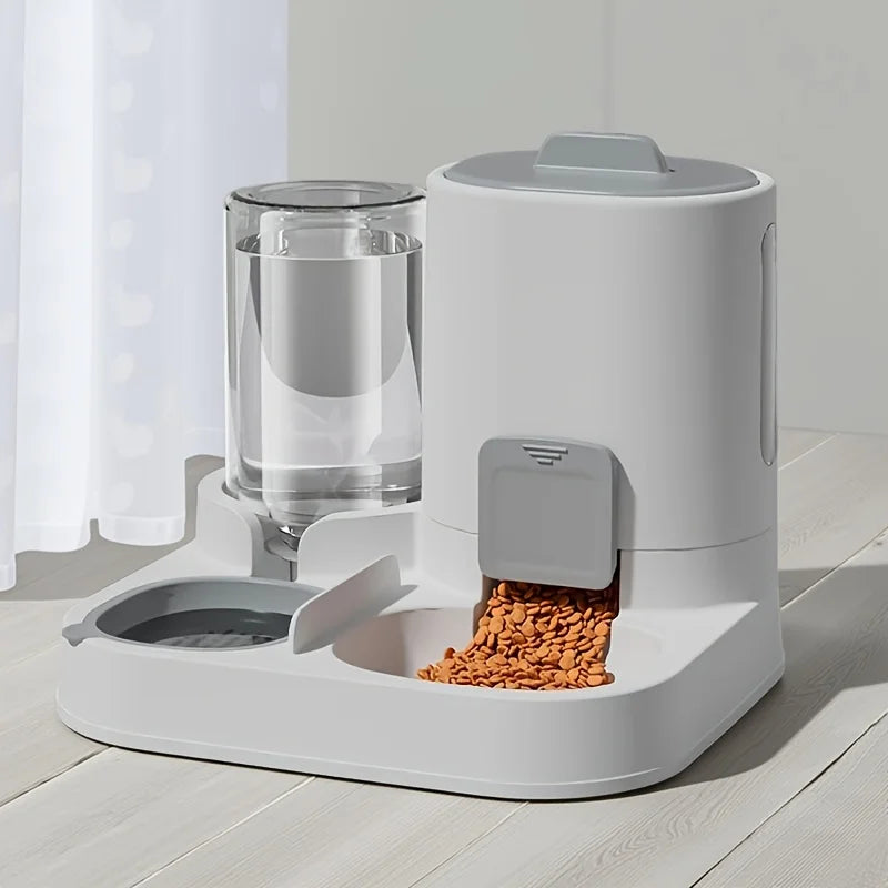 2-in-1 Automatic Pet Feeder and Water Dispenser – Dual Function Cat Bowl in Durable Plastic