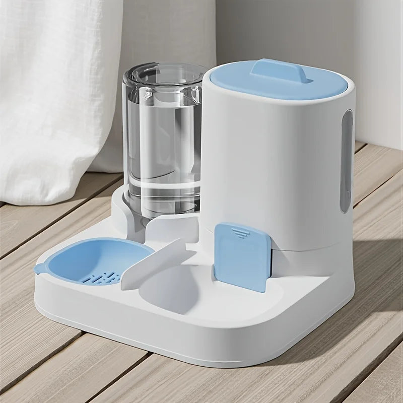 2-in-1 Automatic Pet Feeder and Water Dispenser – Dual Function Cat Bowl in Durable Plastic