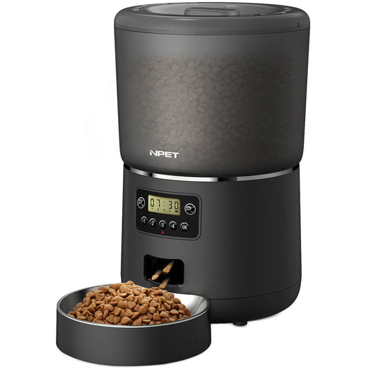 NPET 4L Smart Automatic Pet Feeder – Programmable Food Dispenser with Stainless Steel Bowl for Cats & Dogs